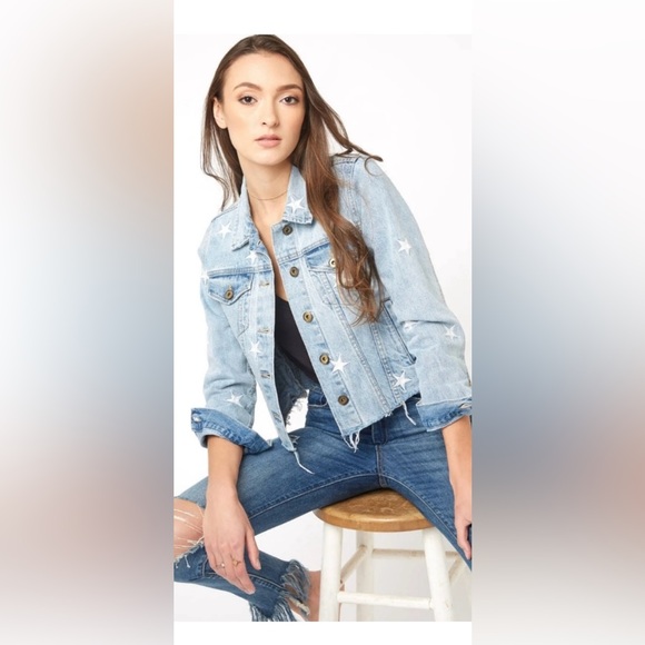 Pistola Brando Star Embroidery Denim Jacket Size Small Fall Winter Festival Boho - Picture 2 of 11